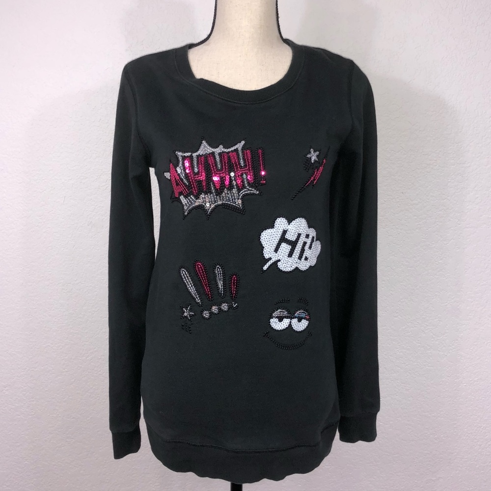 Hello There Here+There Sequin Patch Sweatshirt Blk